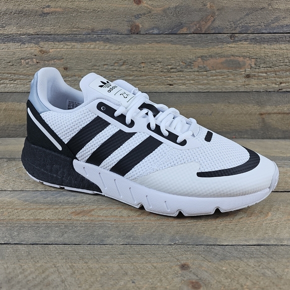 adidas Men's Originals ZX 1K Boost Shoes Sneakers White Black Silver - Picture 2 of 11